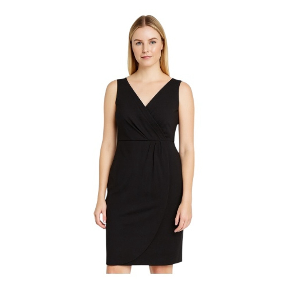 NWT Women's Liz Claiborne Black Sleeveless Wrap Sheath Dress Size 12